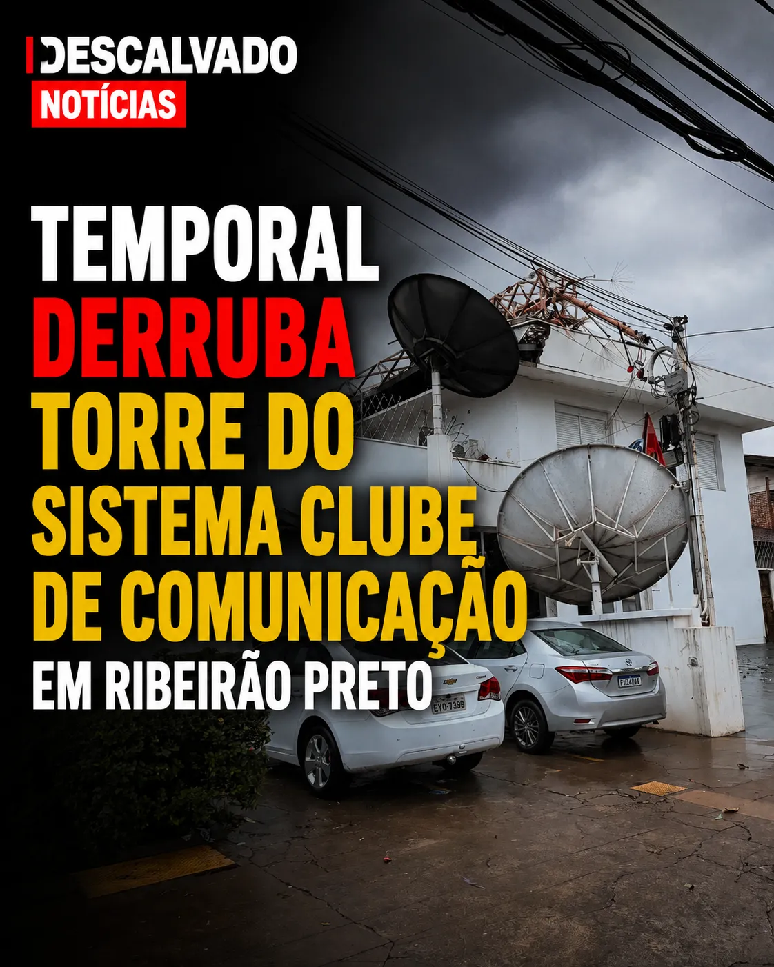 Temporal derruba torre do Sistema Clube de Comunicação em Ribeirão Preto